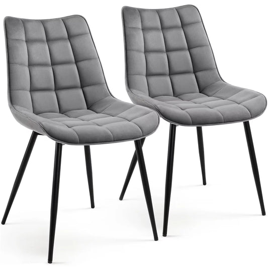 Yaheetech Set of 2 Kitchen Dining Chairs Modern Style Furniture Chairs with Cushioned Seat Backrest for Kitchen Living Room Lounge Room, Gray