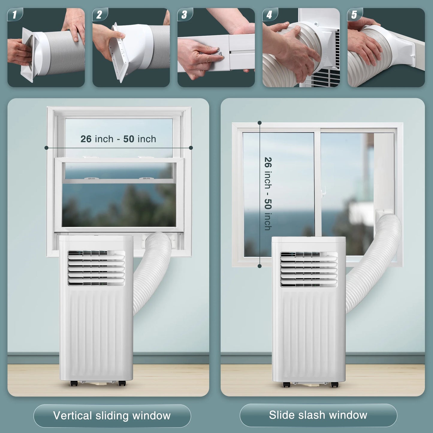 Auseo 6000BTU( 10000BTU ASHRAE) Portable Air Conditioner, Ultra Quiet 3-in-1 Portable AC Unit, 24H Timer, Air Conditioner Remote Control-White